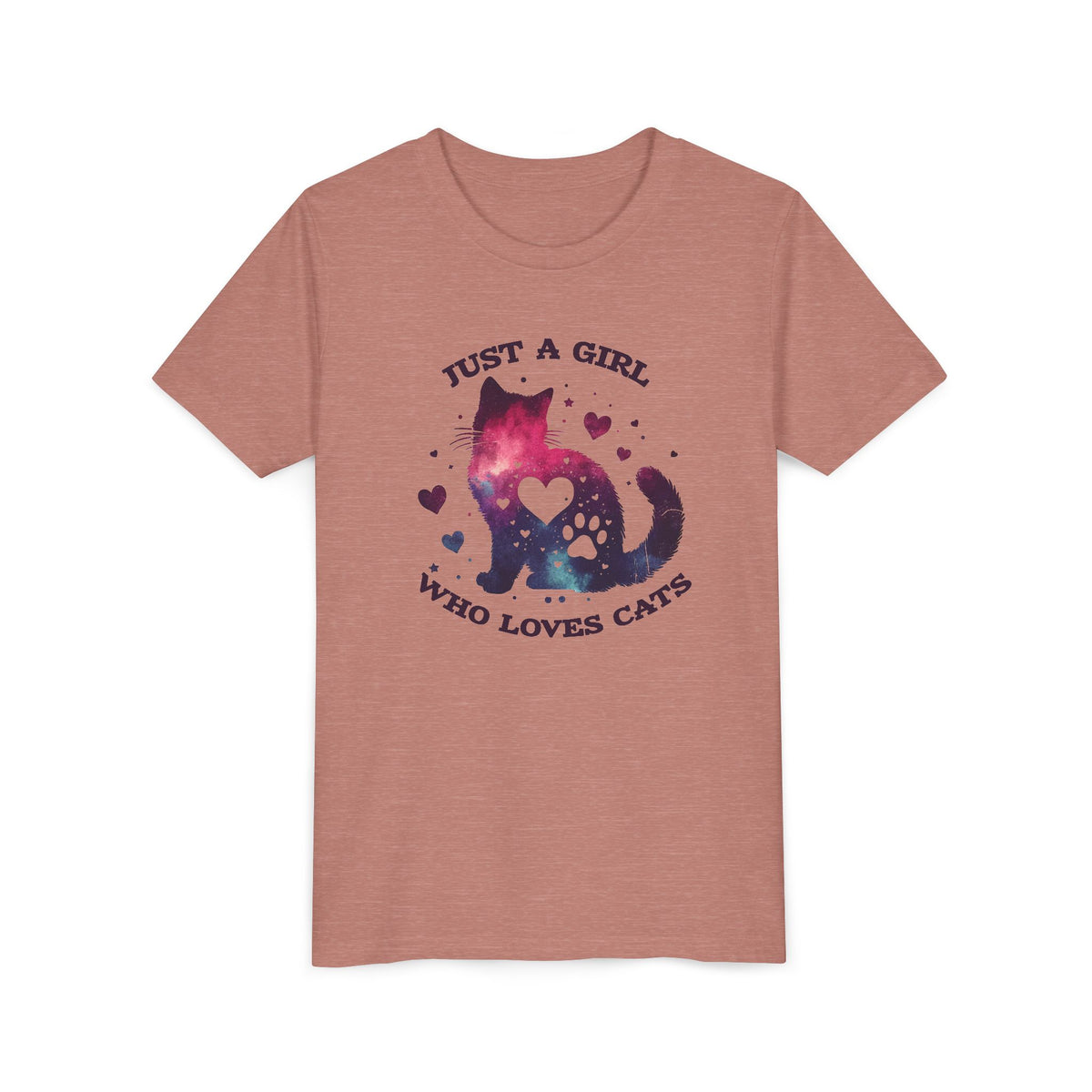 Kids Tee — "Just a Girl Who Loves Cats" Galaxy Cat Kids T‑Shirt