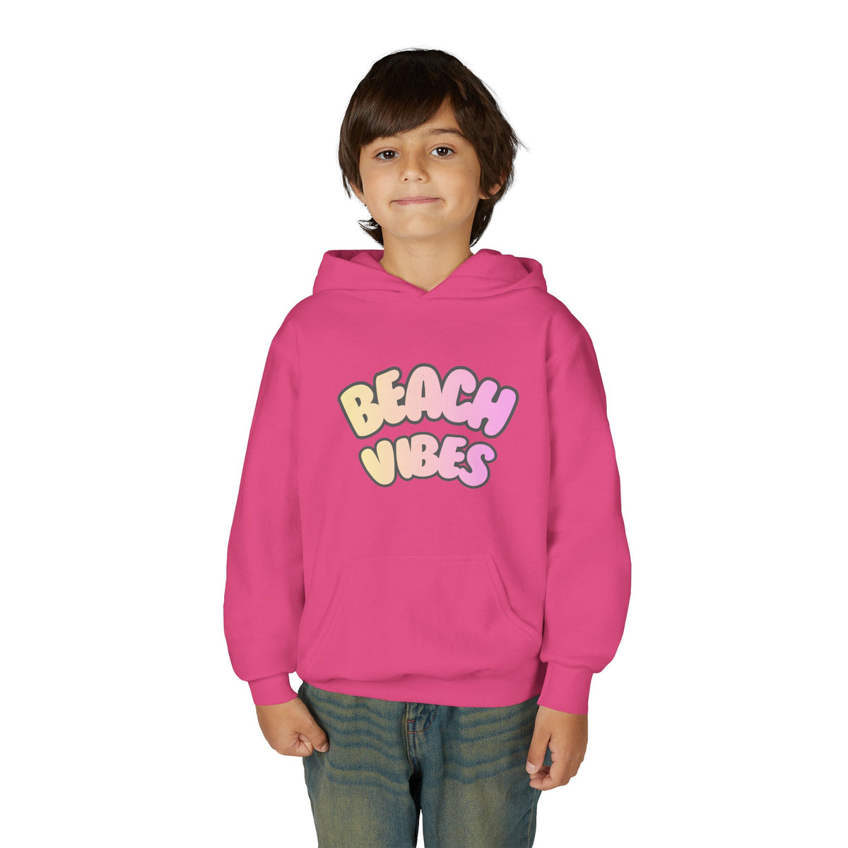Youth Hoodie — "Beach Vibes" Pastel Retro Graphic