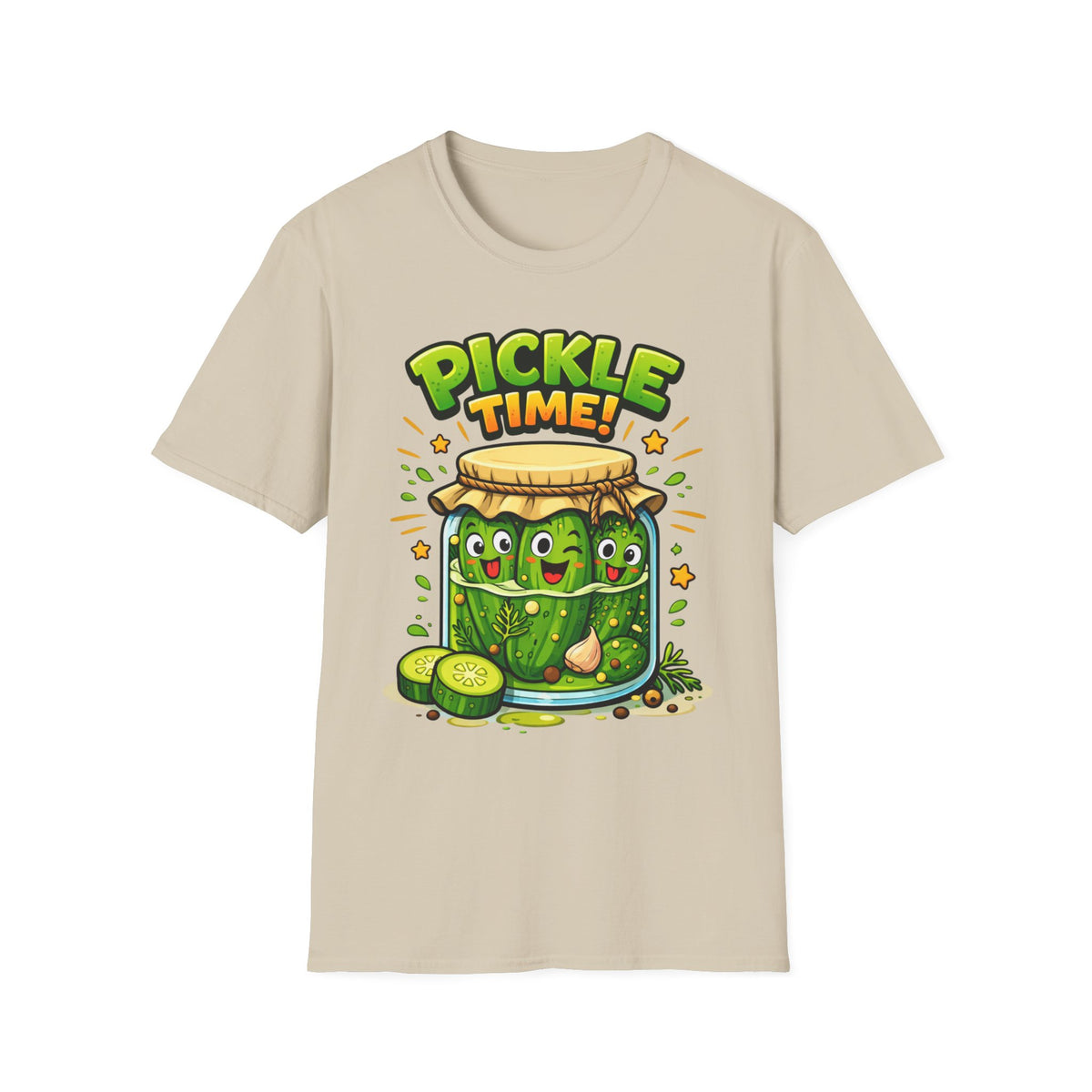 Adult Unisex Pickle Time T-Shirt — Cute Cartoon Pickle Jar Tee