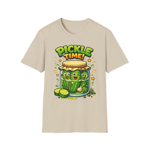 Adult Unisex Pickle Time T-Shirt — Cute Cartoon Pickle Jar Tee