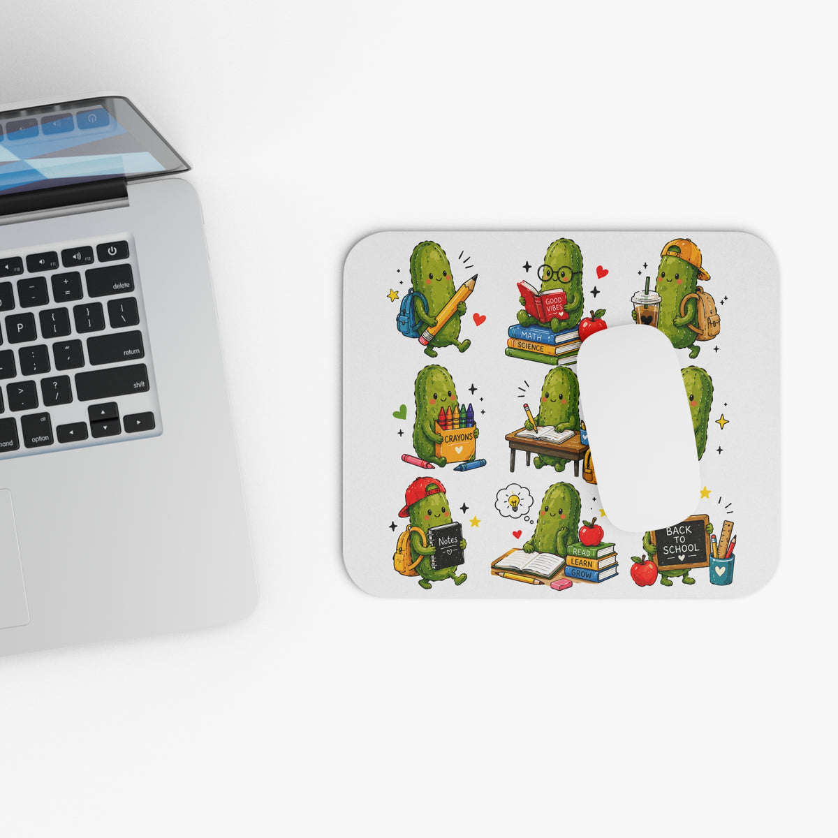Back to School Cute Pickle Mouse Pad — Kawaii Study Desk Mat