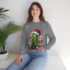 Christmas Pickle Sweatshirt – Cute Santa Hat Pickle with Candy Cane & Hot Cocoa