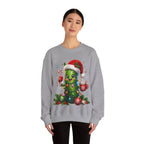 MD - Christmas Pickle Sweatshirt – Cute Holiday Pickle in Santa Hat with Candy Cane & Hot Cocoa