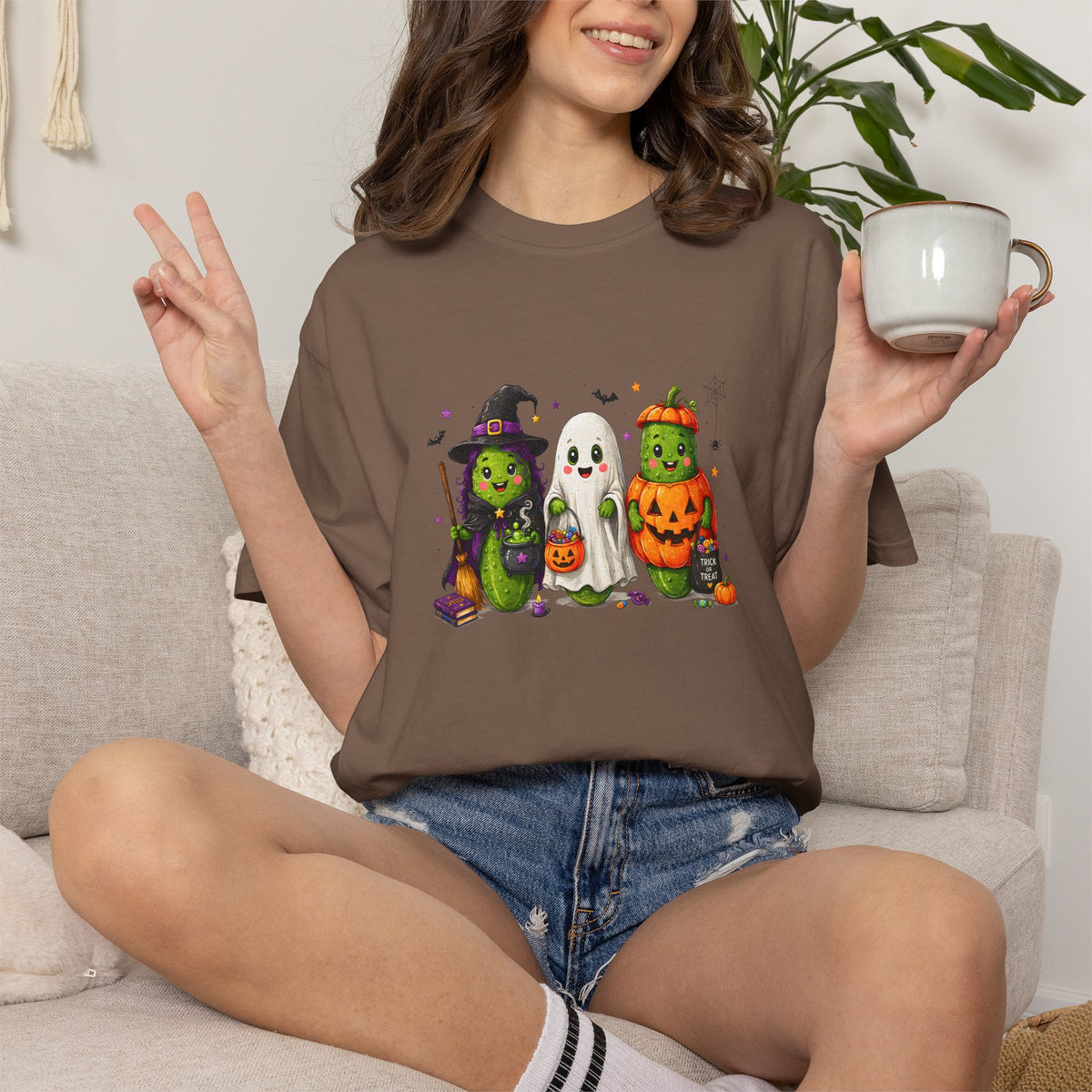 Halloween Trio T-Shirt — Cute Witch, Ghost & Pumpkin Costume Tee