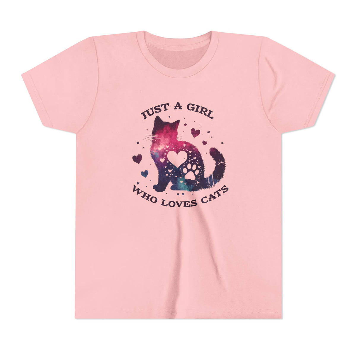 Kids Tee — "Just a Girl Who Loves Cats" Galaxy Cat Kids T‑Shirt