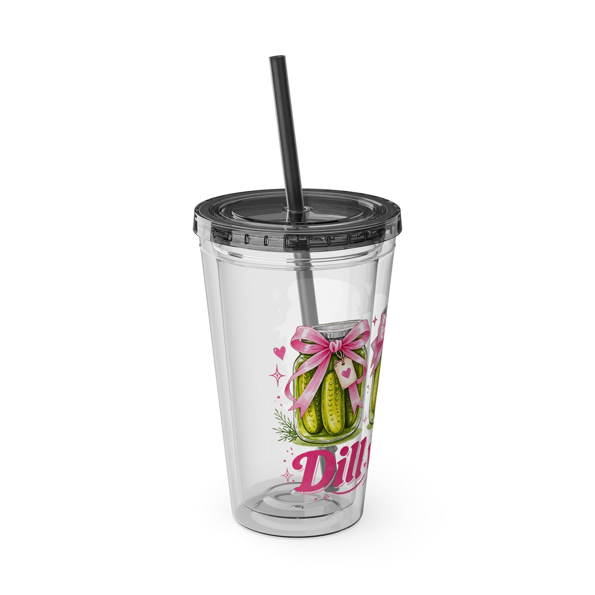 Dill With It 16oz Tumbler with Straw - Cute Pickle Gift
