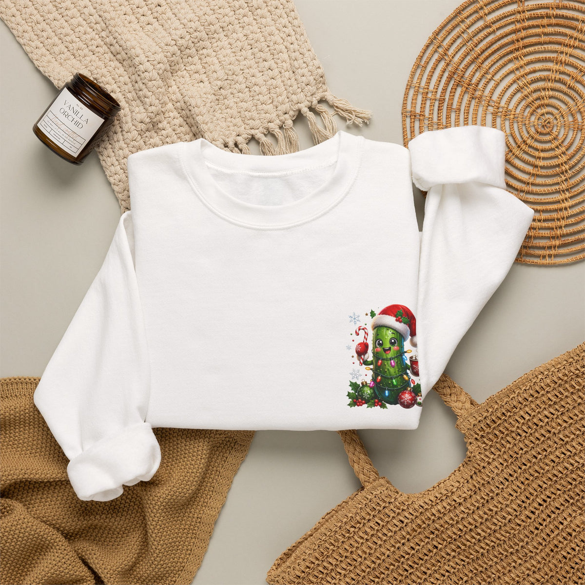 Christmas Cactus Sweatshirt — Cute Santa Hat Holiday Crewneck