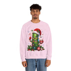 MD - Christmas Pickle Sweatshirt – Cute Holiday Pickle in Santa Hat with Candy Cane & Hot Cocoa