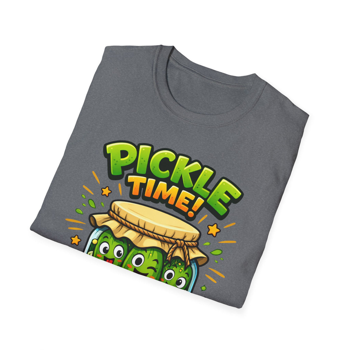 Adult Unisex Pickle Time T-Shirt — Cute Cartoon Pickle Jar Tee