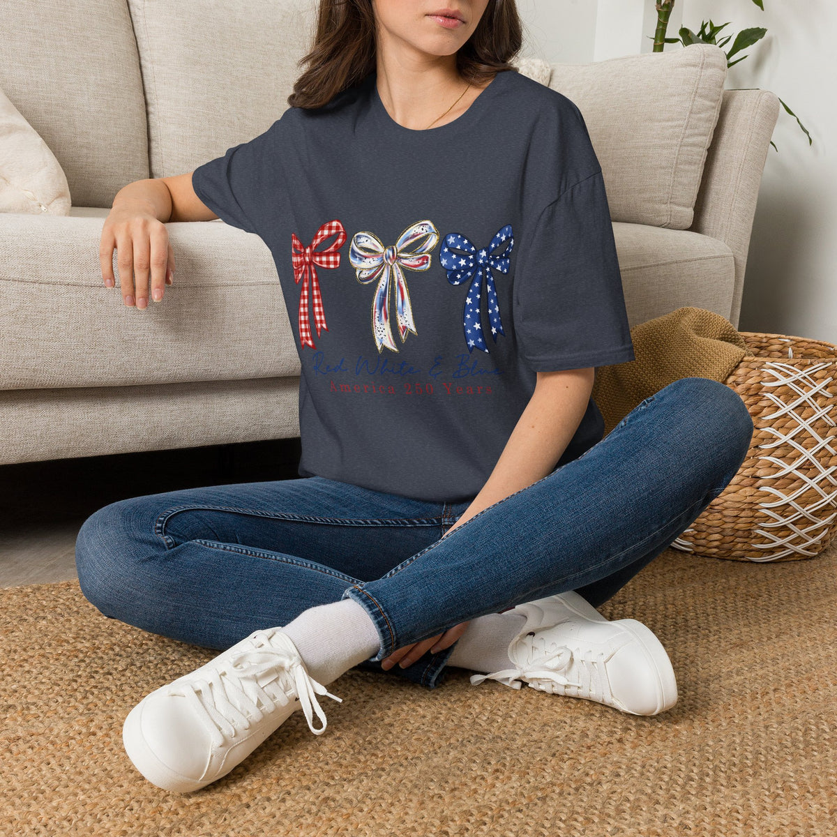 Patriotic Red White & Blue Bow T-Shirt