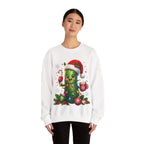 MD - Christmas Pickle Sweatshirt – Cute Holiday Pickle in Santa Hat with Candy Cane & Hot Cocoa