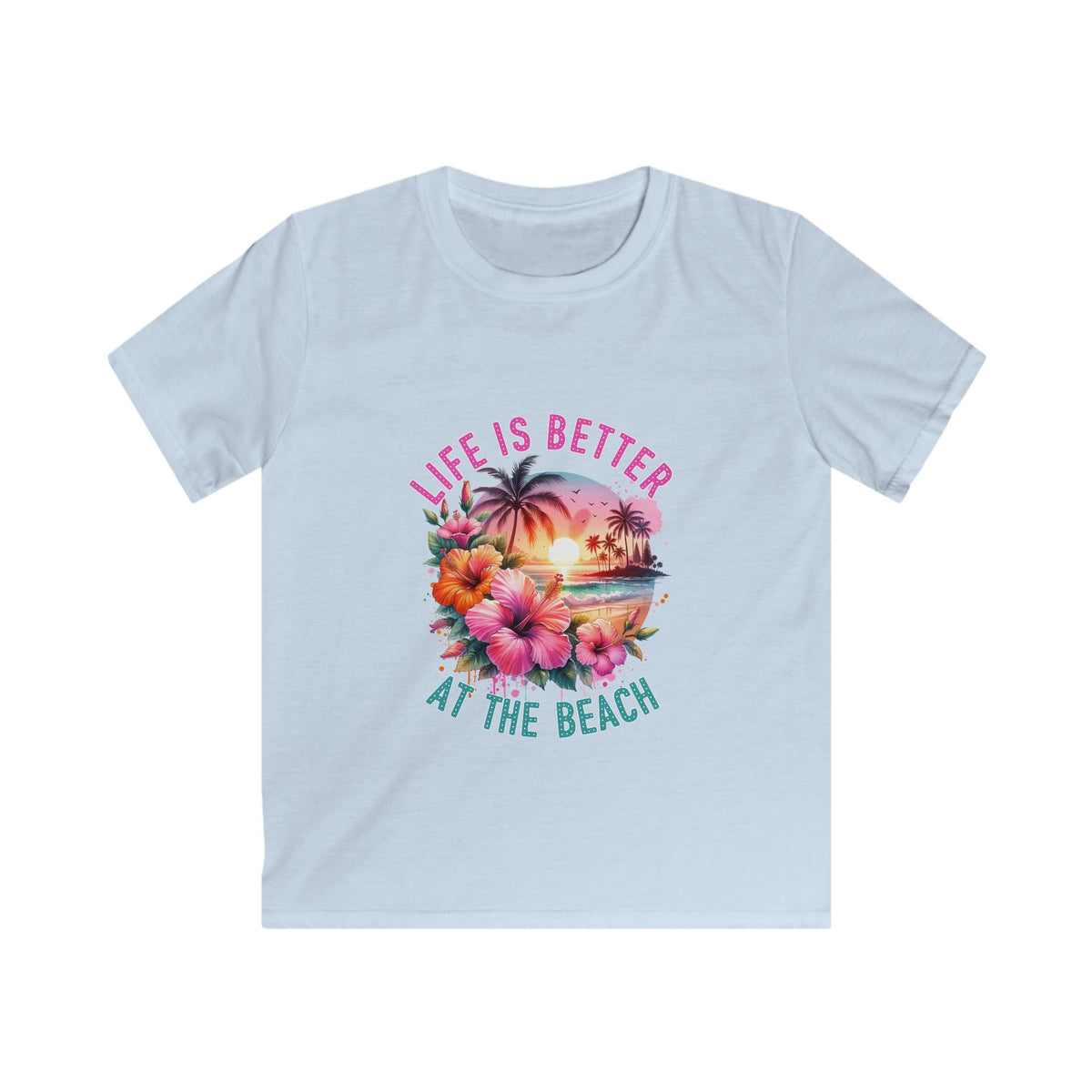 Kids Tee "Life Is Better at the Beach" — Tropical Seashell & Starfish Design