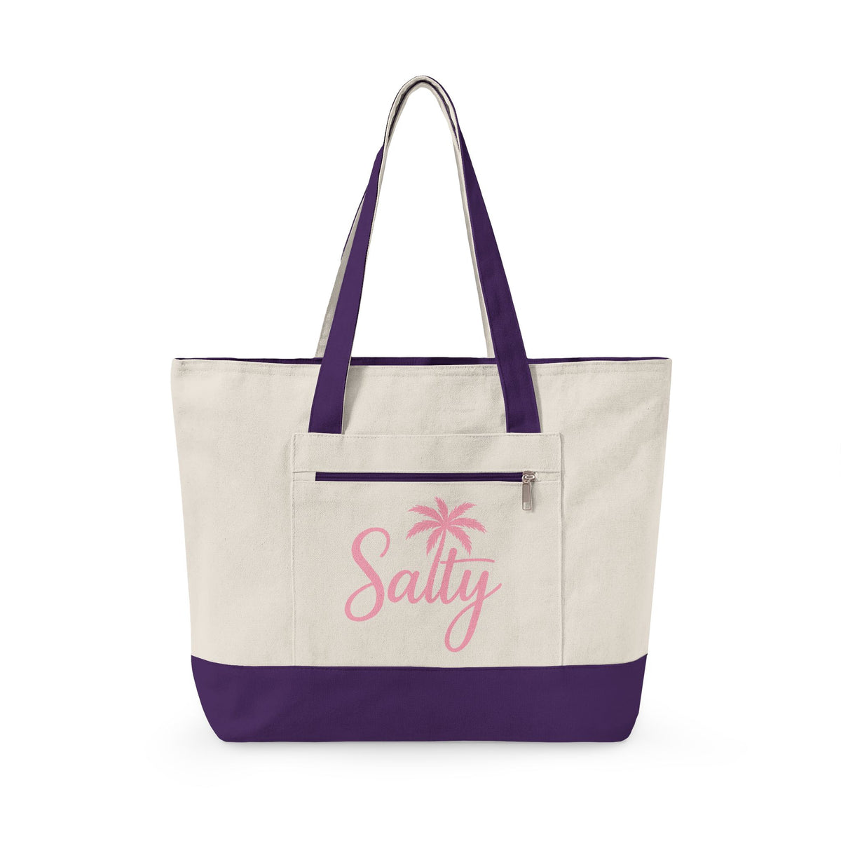 Beach Life Canvas Tote - "Life is Better at the Beach" Zippered Tote Bag