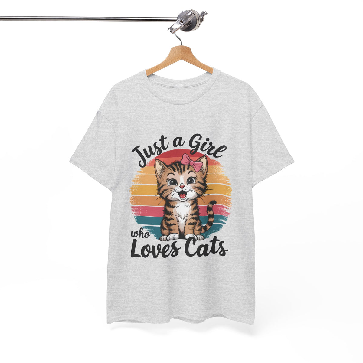 Just a Girl Who Loves Cats T-Shirt — Cute Kitten Retro Sunset Tee for Cat Lovers