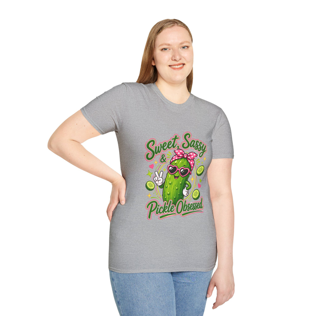 Sweet Sassy Pickle T-Shirt — "Sweet, Sassy & Pickle Obsessed" Cute Cactus/Pickle Graphic Tee