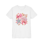 Kids Tee — Pink Seashells & Bows Beach Graphic