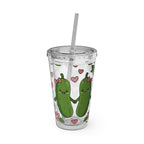 Full Wrap - Cute Pickle Love 16oz Tumbler with Straw — Floral Heart Kawaii Drink Cup
