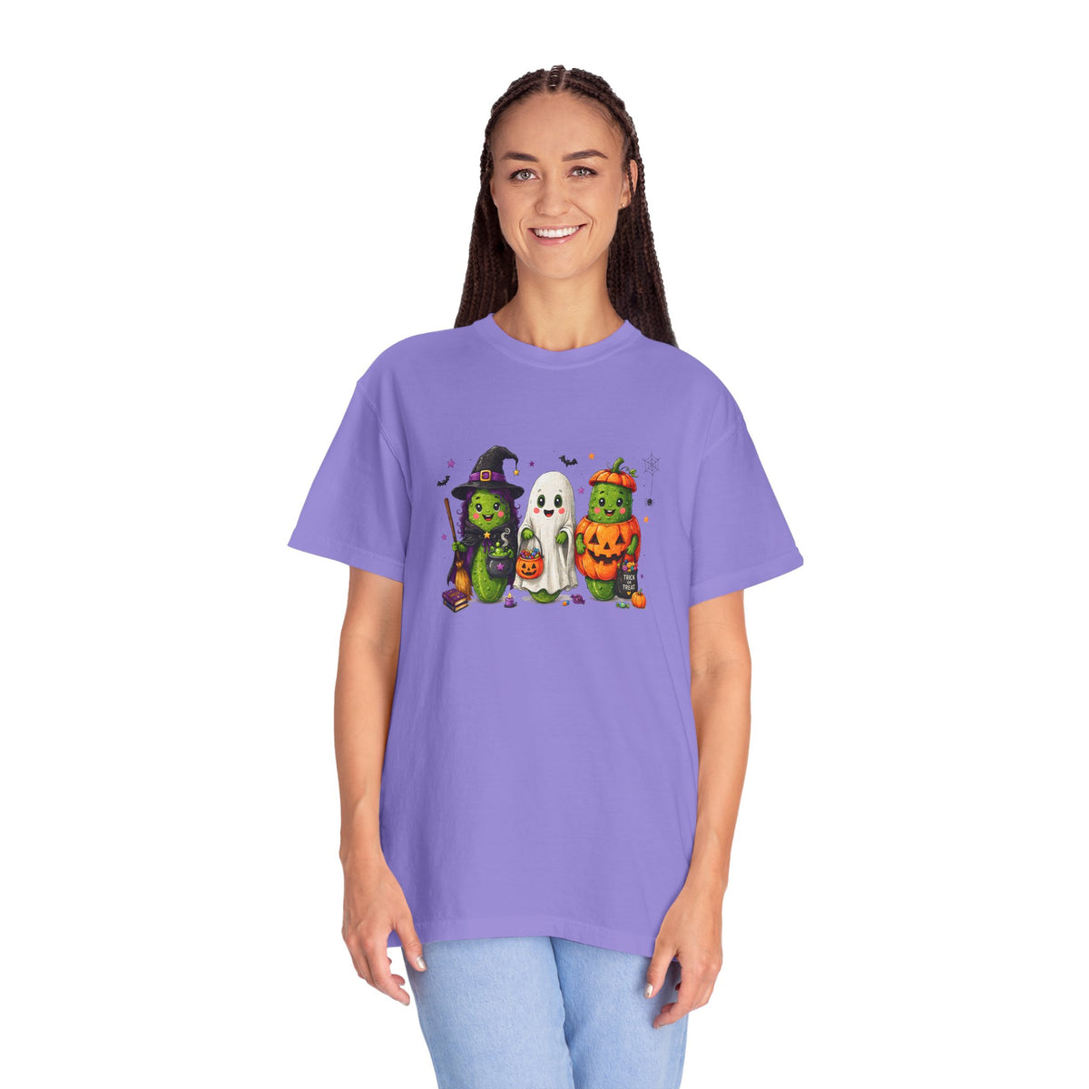 Halloween Trio T-Shirt — Cute Witch, Ghost & Pumpkin Costume Tee