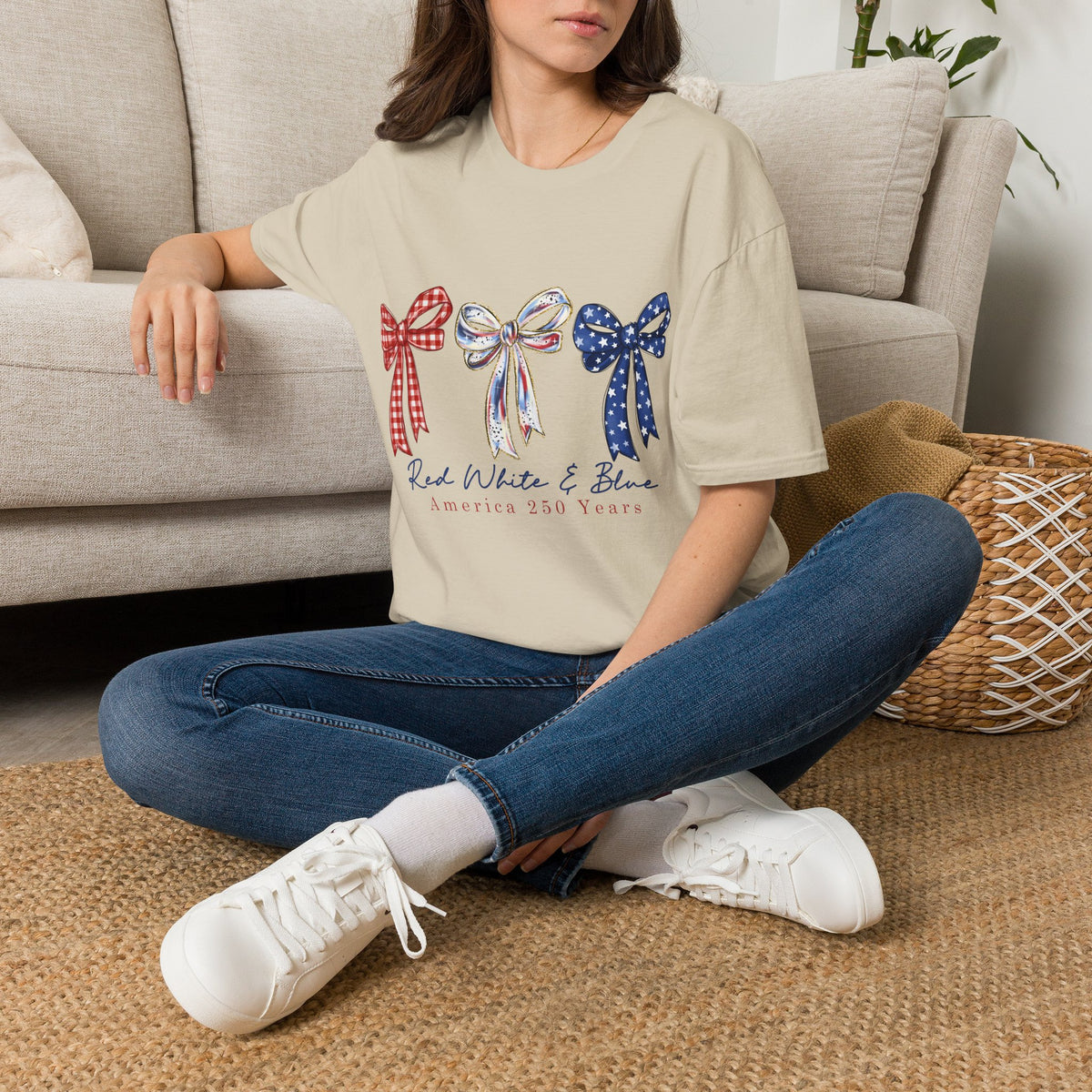 Patriotic Red White & Blue Bow T-Shirt