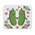 Cute Pickle Couple Mouse Pad — Kawaii Pickles with Hearts & Flowers