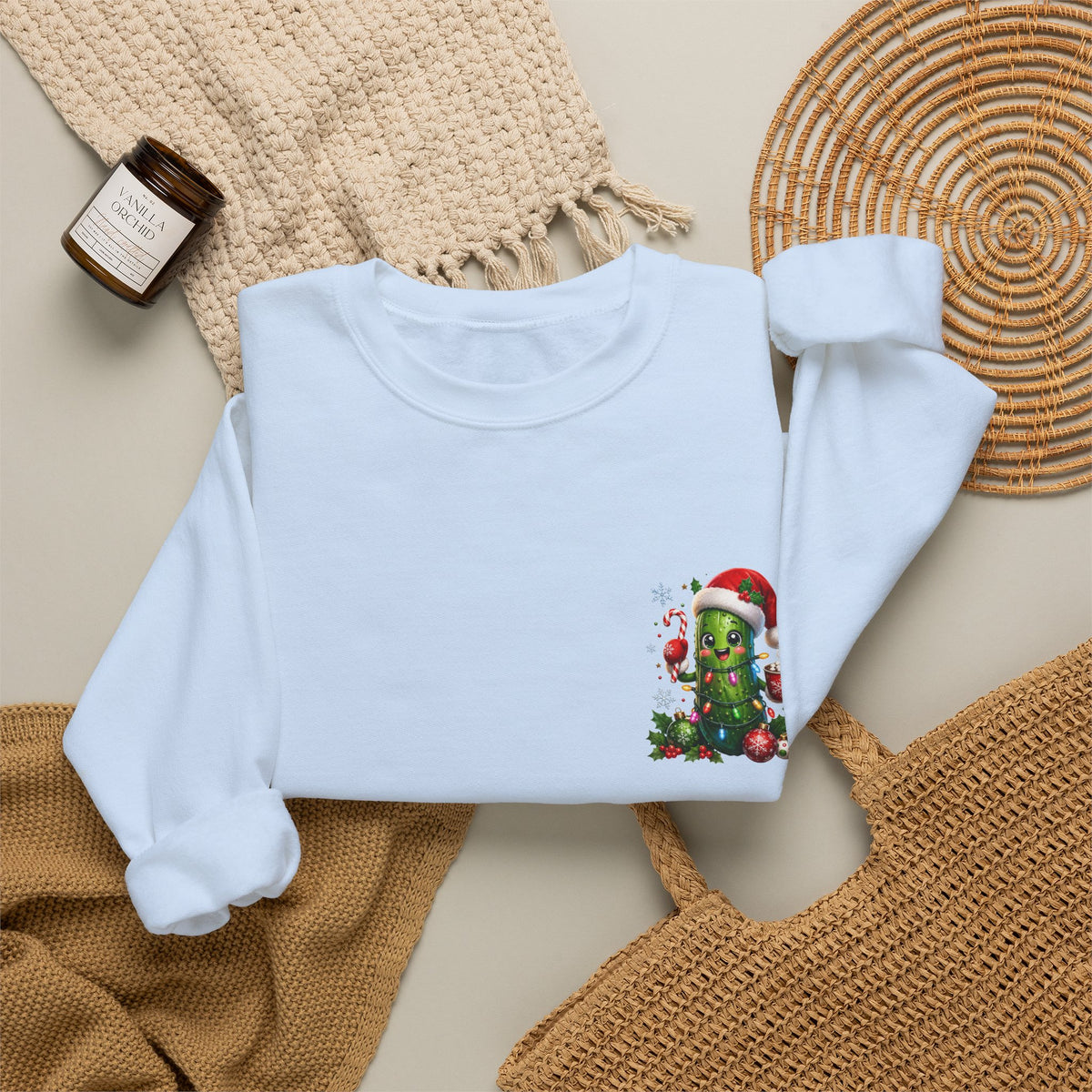 Christmas Cactus Sweatshirt — Cute Santa Hat Holiday Crewneck