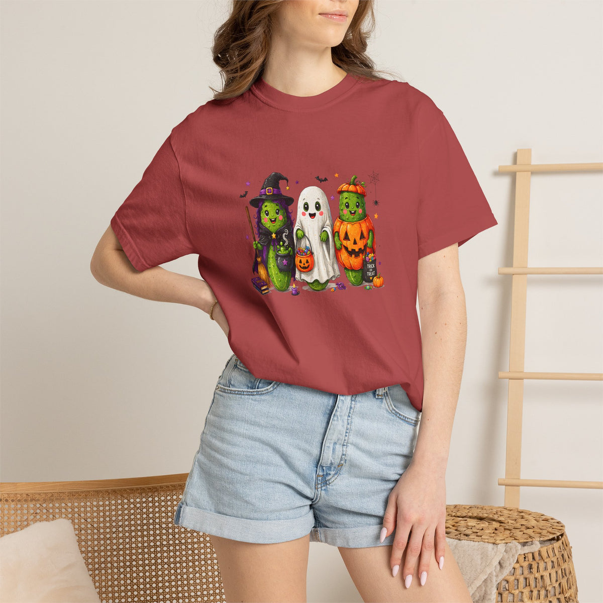 Halloween Trio T-Shirt — Cute Witch, Ghost & Pumpkin Costume Tee