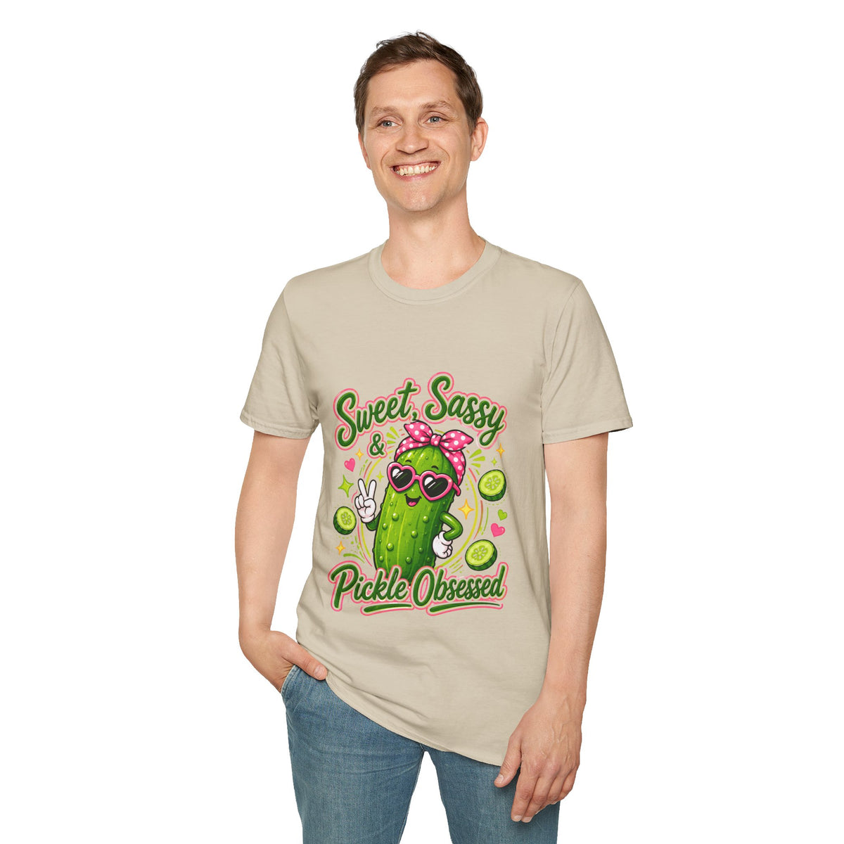 Sweet Sassy Pickle T-Shirt — "Sweet, Sassy & Pickle Obsessed" Cute Cactus/Pickle Graphic Tee