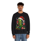 MD - Christmas Pickle Sweatshirt – Cute Holiday Pickle in Santa Hat with Candy Cane & Hot Cocoa
