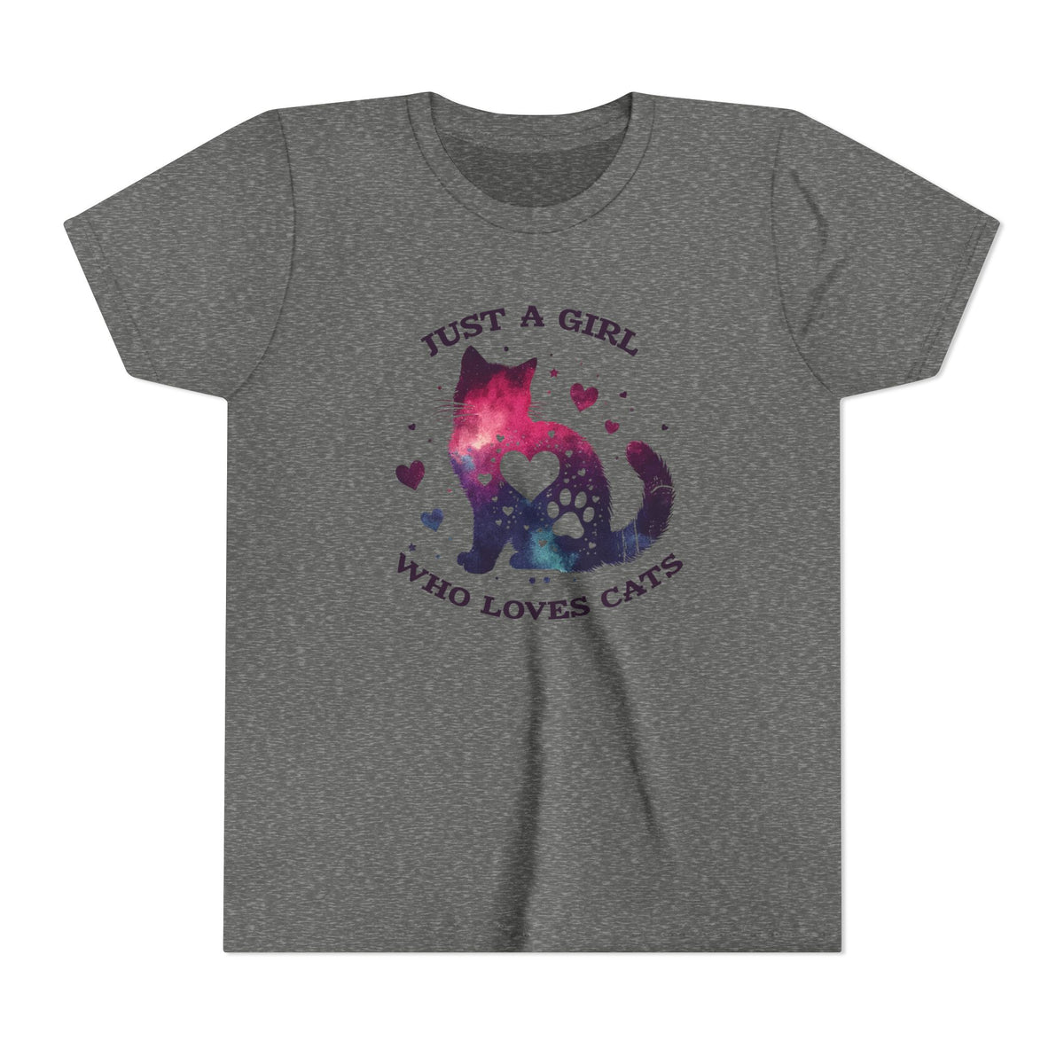 Kids Tee — "Just a Girl Who Loves Cats" Galaxy Cat Kids T‑Shirt