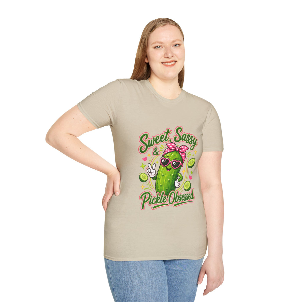 Sweet Sassy Pickle T-Shirt — "Sweet, Sassy & Pickle Obsessed" Cute Cactus/Pickle Graphic Tee