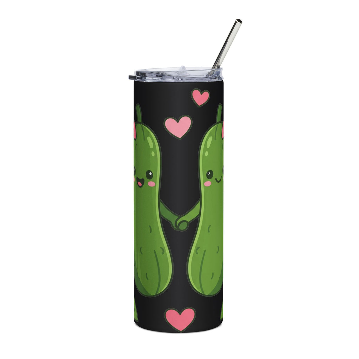 Cute Pickle Couple 20oz Stainless Tumbler — Kawaii Pickle Love Travel Cup