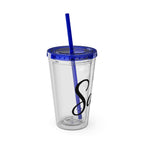 Salty Palm 16oz Tumbler with Straw — Clear Beach Insulated Cup