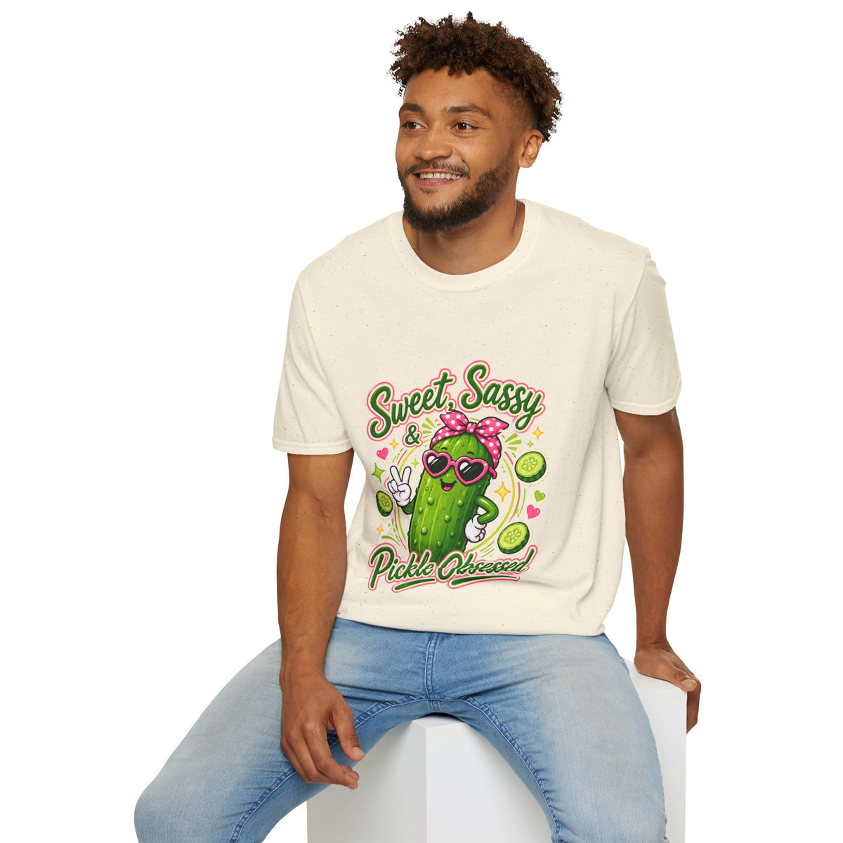 Sweet Sassy Pickle T-Shirt — "Sweet, Sassy & Pickle Obsessed" Cute Cactus/Pickle Graphic Tee