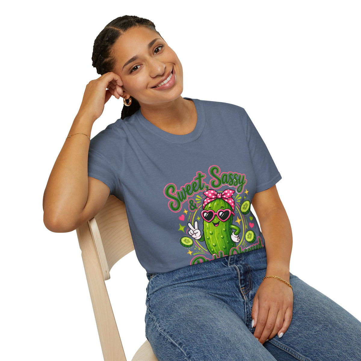 Sweet Sassy Pickle T-Shirt — "Sweet, Sassy & Pickle Obsessed" Cute Cactus/Pickle Graphic Tee