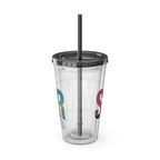 Sunsplash 16oz Tumbler with Straw — 'Take Me Where Summer Never Ends' Beach Design