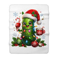 Cute Christmas Pickle Sherpa Blanket — Festive Holiday Cozy Throw