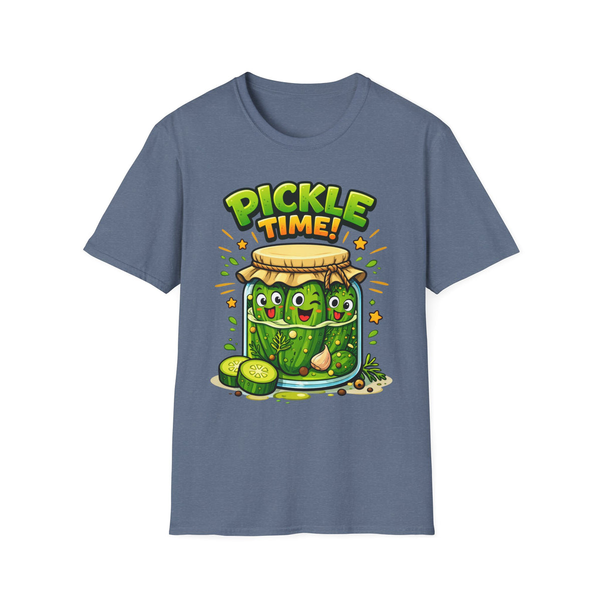 Adult Unisex Pickle Time T-Shirt — Cute Cartoon Pickle Jar Tee