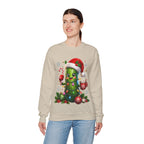 MD - Christmas Pickle Sweatshirt – Cute Holiday Pickle in Santa Hat with Candy Cane & Hot Cocoa