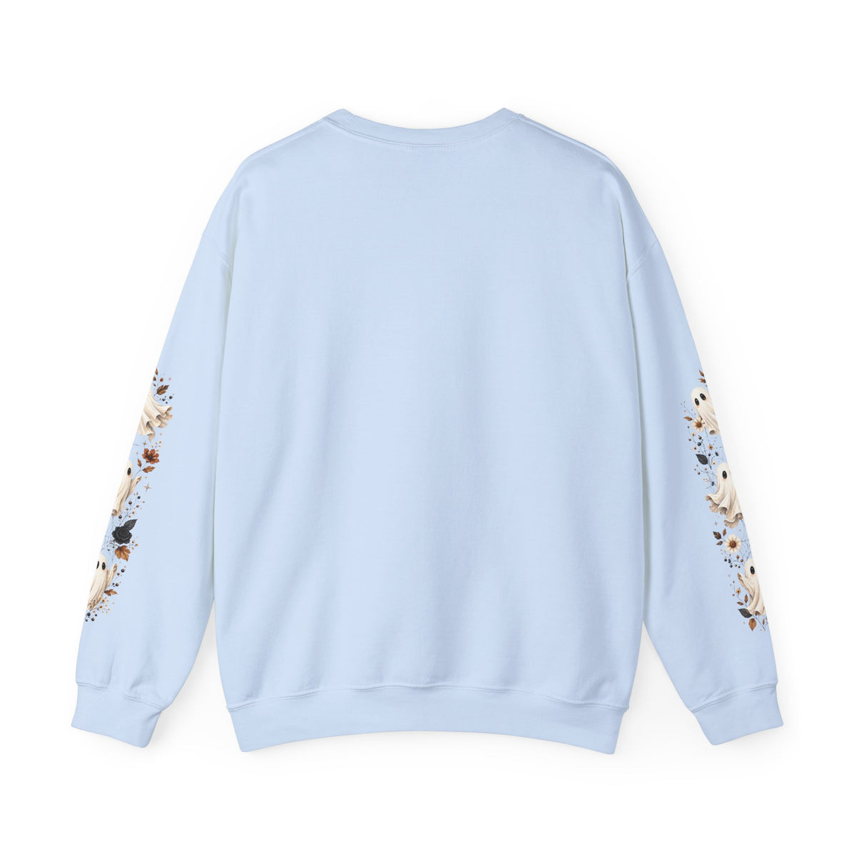 Ghost & Sunflower Crewneck Sweatshirt — Spooky Autumn Floral Pullover