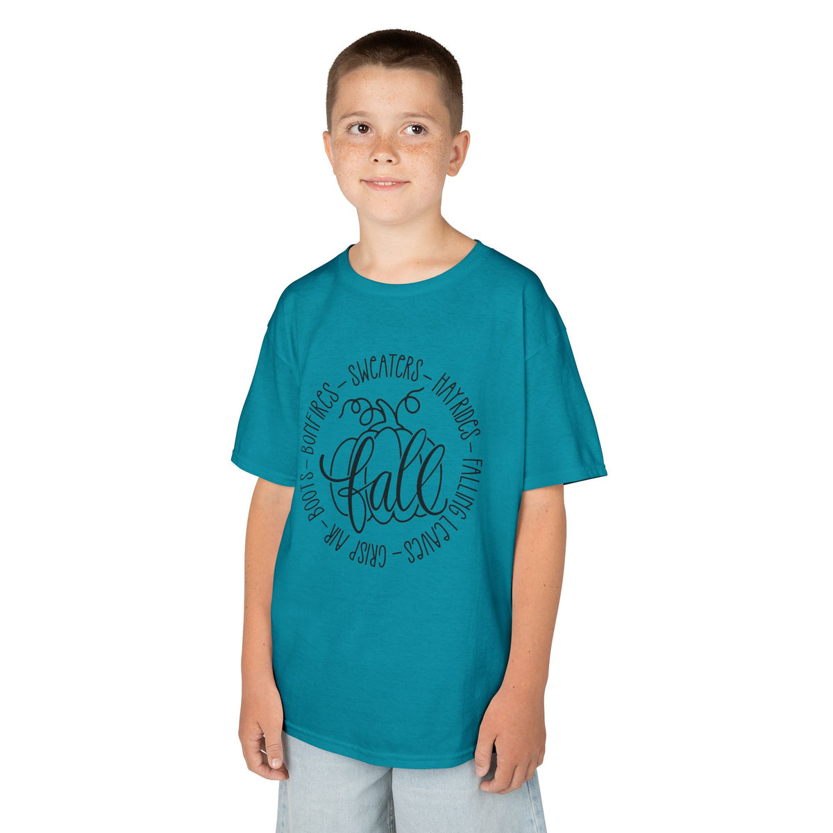 Kids 'Hello Fall' Tee — Playful Pumpkin & Autumn Words