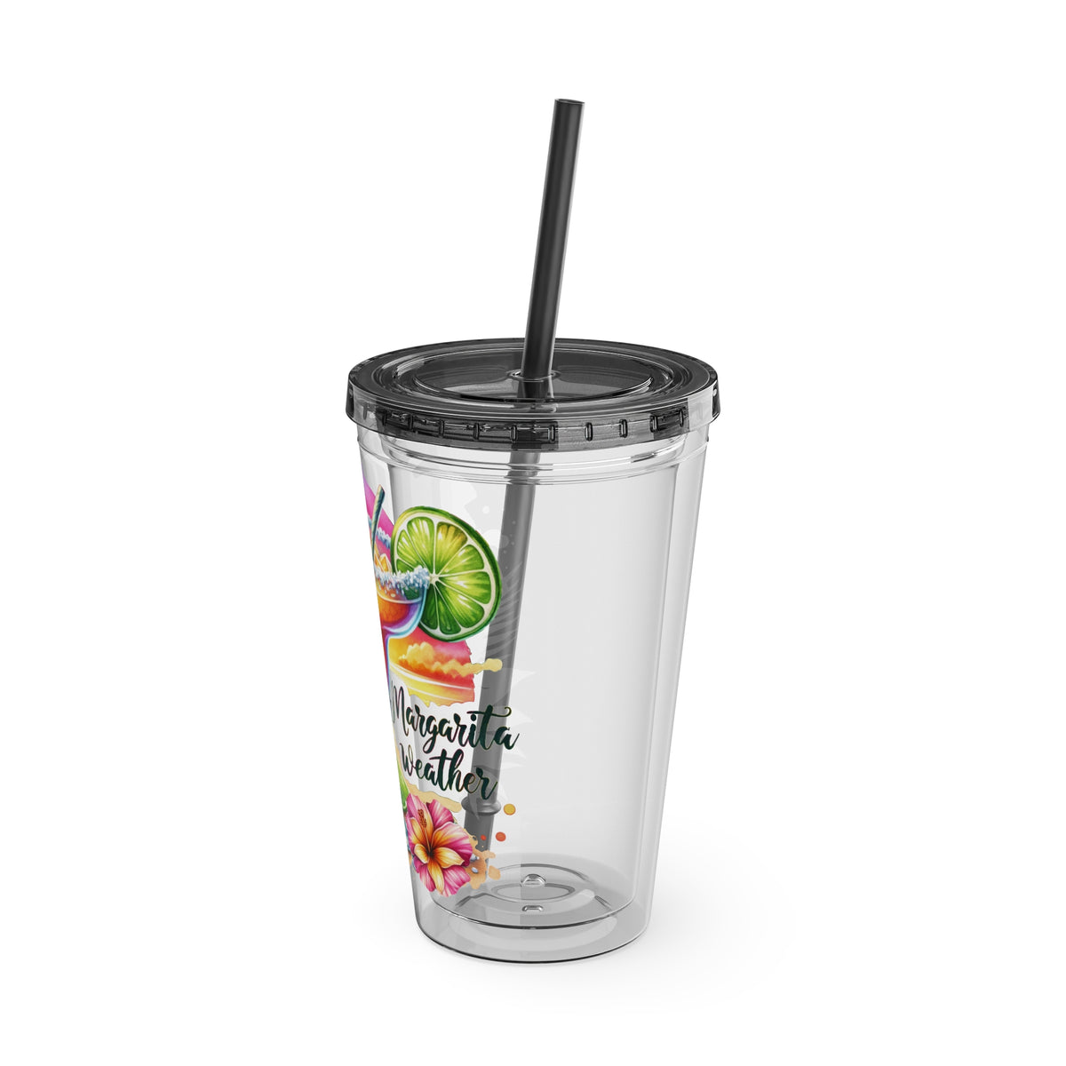 16oz Sunsplash Tumbler with Straw — Margarita Vibes Tropical Drink Design