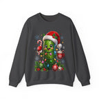MD - Christmas Pickle Sweatshirt – Cute Holiday Pickle in Santa Hat with Candy Cane & Hot Cocoa