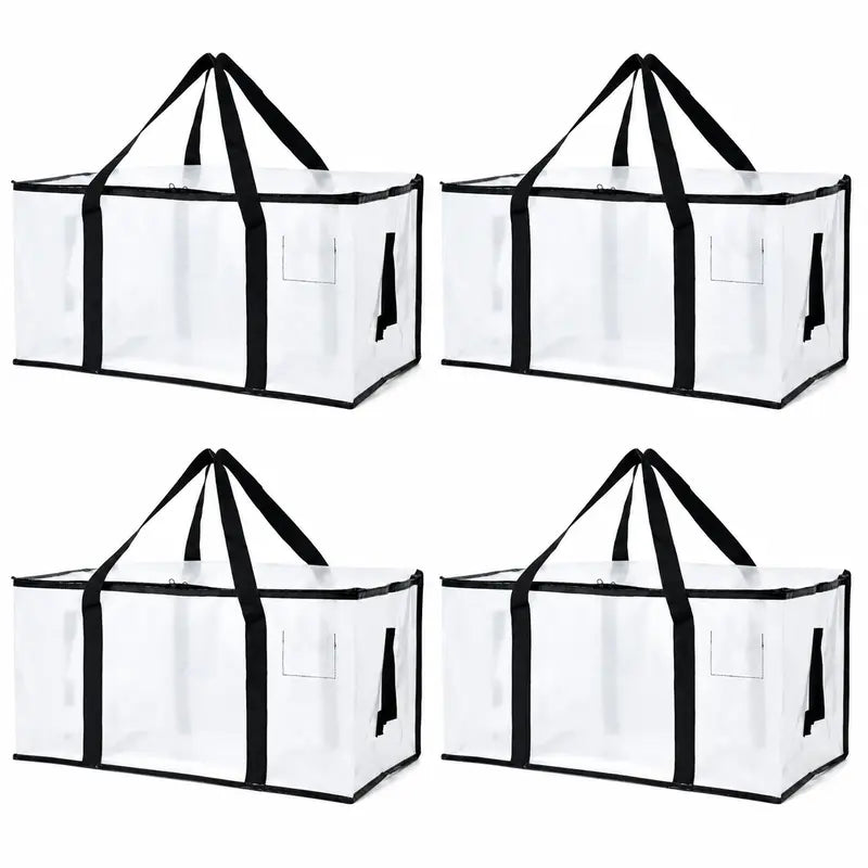 6-Pack 25-Gal Extra Large Zippered Clothes Storage Bags, Heavy-Duty Coated PE Foldable Waterproof Organizer with Fygrip Comfortable Grip, Reinforced Handles, Tag Pockets, 29"L X14"W X13"H, 65 Lbs Capacity for Moving, Storage Organization