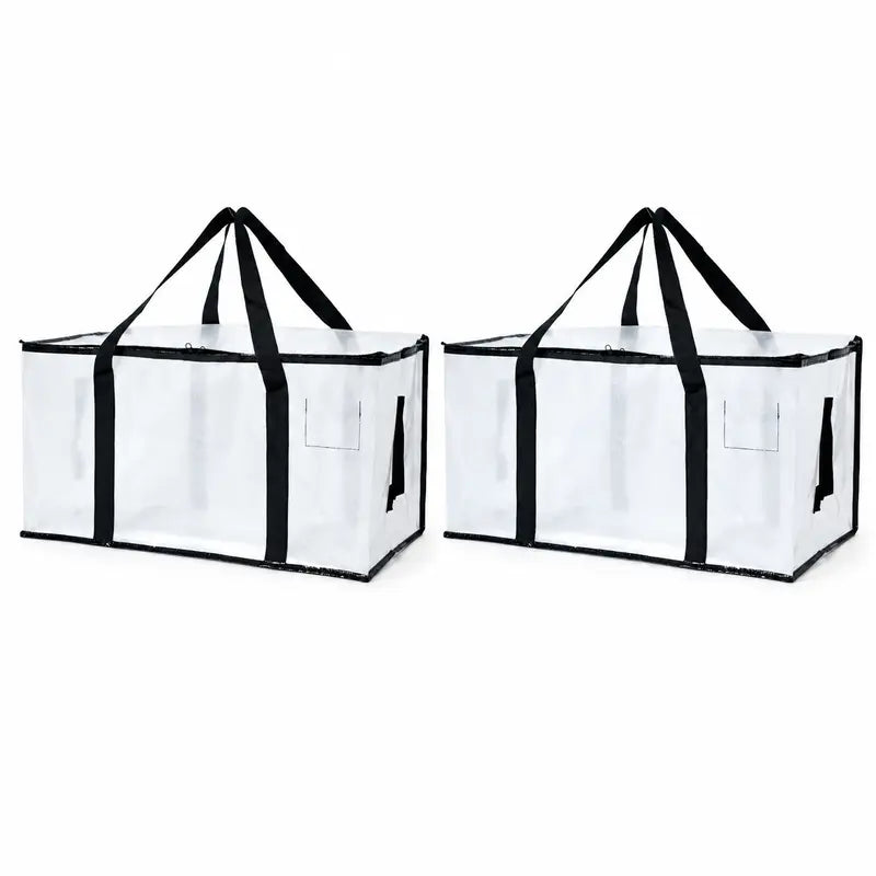 6-Pack 25-Gal Extra Large Zippered Clothes Storage Bags, Heavy-Duty Coated PE Foldable Waterproof Organizer with Fygrip Comfortable Grip, Reinforced Handles, Tag Pockets, 29"L X14"W X13"H, 65 Lbs Capacity for Moving, Storage Organization