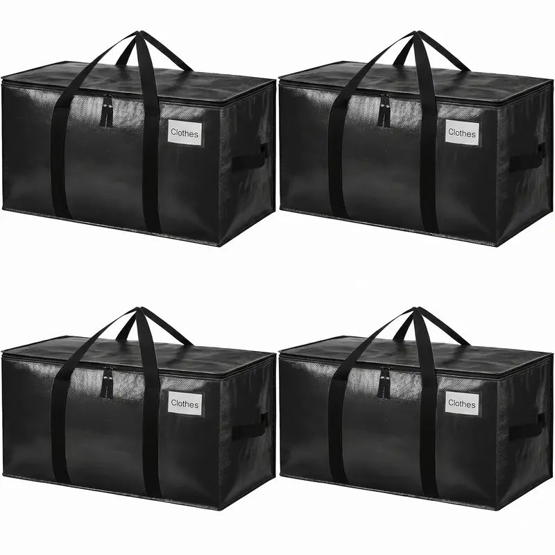 6-Pack 25-Gal Extra Large Zippered Clothes Storage Bags, Heavy-Duty Coated PE Foldable Waterproof Organizer with Fygrip Comfortable Grip, Reinforced Handles, Tag Pockets, 29"L X14"W X13"H, 65 Lbs Capacity for Moving, Storage Organization