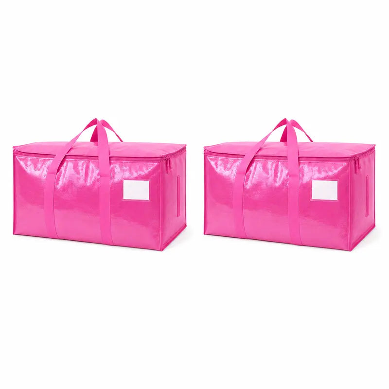 6-Pack 25-Gal Extra Large Zippered Clothes Storage Bags, Heavy-Duty Coated PE Foldable Waterproof Organizer with Fygrip Comfortable Grip, Reinforced Handles, Tag Pockets, 29"L X14"W X13"H, 65 Lbs Capacity for Moving, Storage Organization